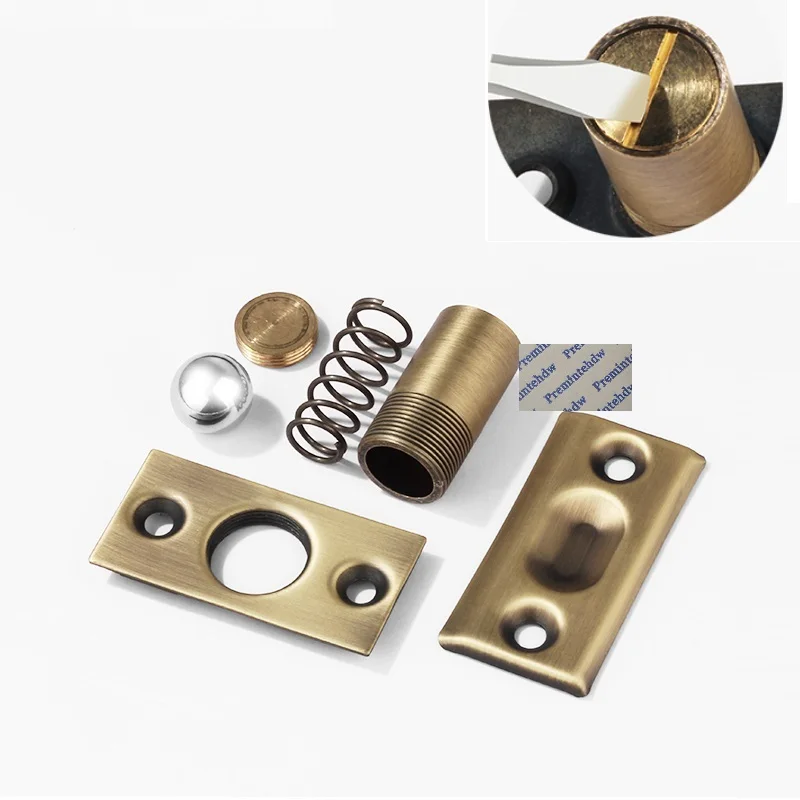 4Pcs Brass Adjustable Conceal Springed Ball Catch DoorStop Built-in Recessed Shiny Gold Antique Bronze Brushed Nickel Chrome