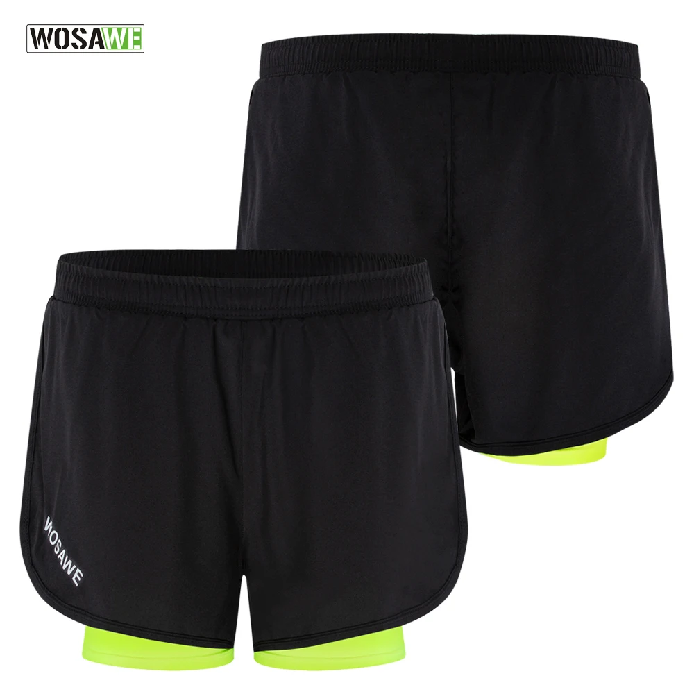 

WOSAWE Quick Dry 2 IN 1 Sports Running Shorts Men Women Active Training Exercise GYM Cycling Jogging Shorts With Longer Liner