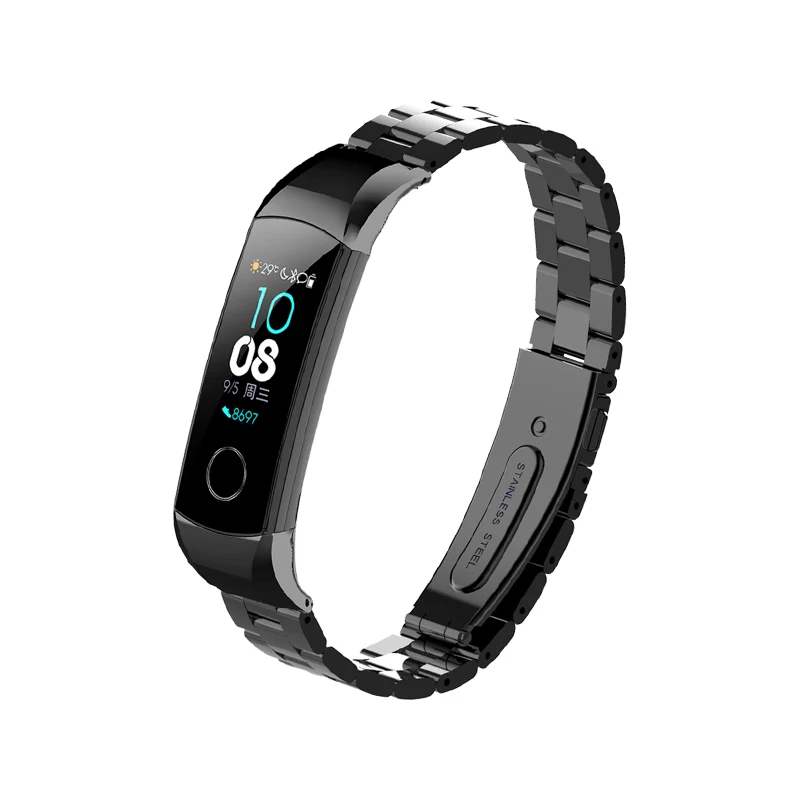 Metal black Металлический браслет для Huawei Honor Band 5 Миланский петлевой ремешок Для группы HONOR 4 Сменный ремешок Магнитная пряжка регулируемого размера - Цвет: Metal black