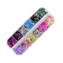 12 сеток/наборы смешанный принт Блестящий декор для ногтей многоцветные зеркальные Русалка сахарный порошок для ногтей Diy маникюр хлопья дизайн ногтей Dec