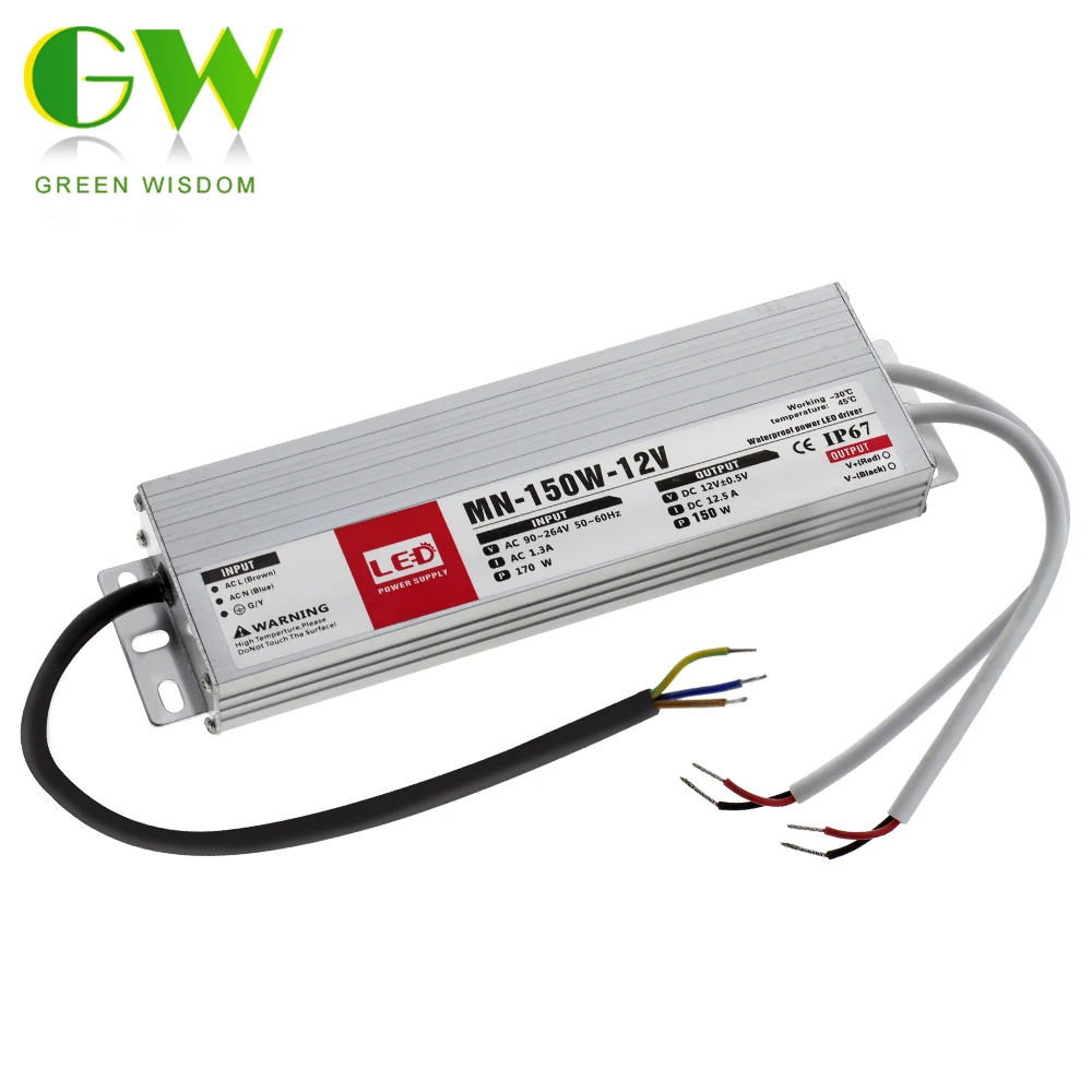 IP67 Водонепроницаемый Импульсный источник питания 12V 24V светодиодный драйвер 10W 20W