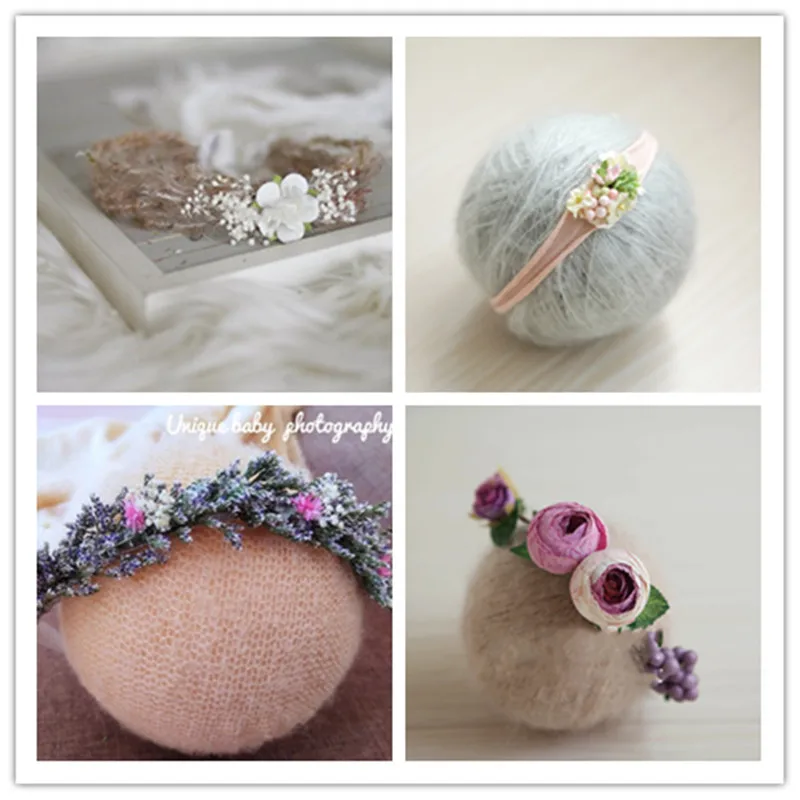 Newborn baby headband photography props camellia garland full moon 100 days party studio headdress hair accessories