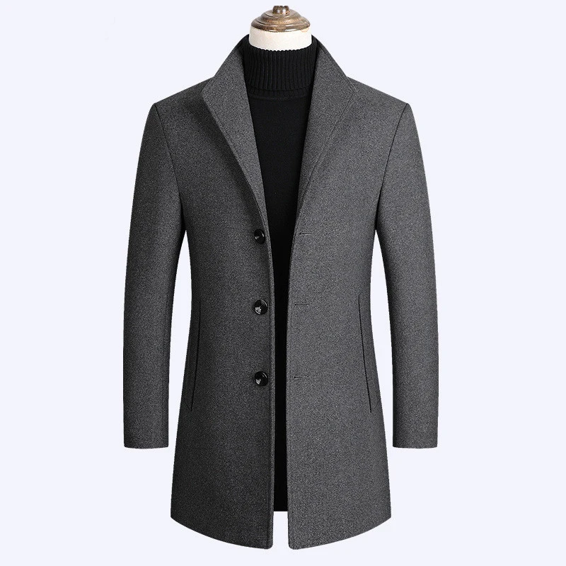 Мужские шерстяные пальто, осенне-зимние однотонные высококачественные модные деловые мужские шерстяные пальто, роскошное шерстяное пальто, новое
