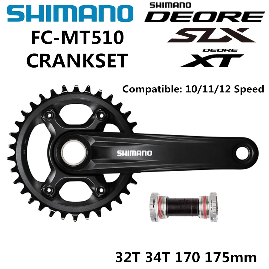SHIMANO DEORE SLX FC MT610 MT510 Crankset M6100 10/11/12-Speed Crankset  BB52 32T 34T 170MM 175MM MT510 Crankset