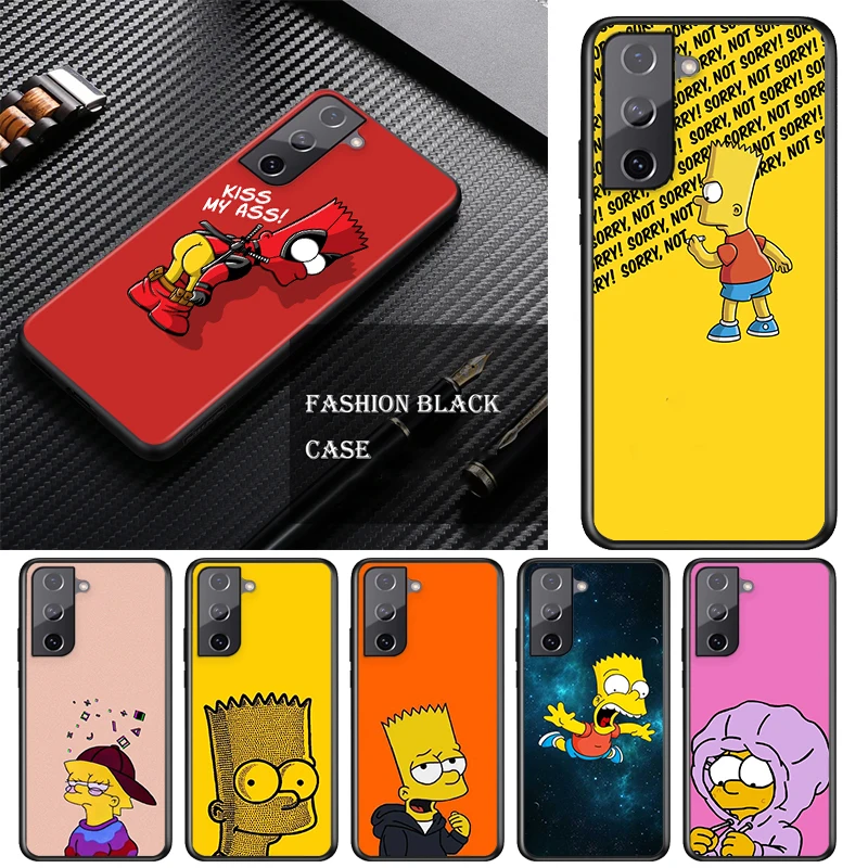 Аниме Симпсоны для Samsung Galaxy S22 S21 S20 FE S10e S10 S9 S8 S7 S6 Ultra Plus Lite 5G Edge черный чехол