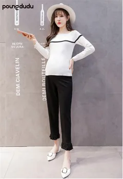 

Poungdudu maternity pregnant women dress hundred towers loose tide mother wearing nine points leisure stomach lift long pants