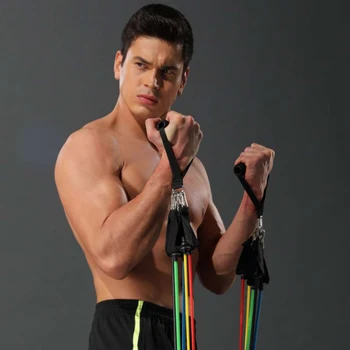 

Resistance Band Set, Include 5 Stackable Exercise Bands With Door Anchor, Ankle Straps, Carrying Case & Guide Ebook For Training