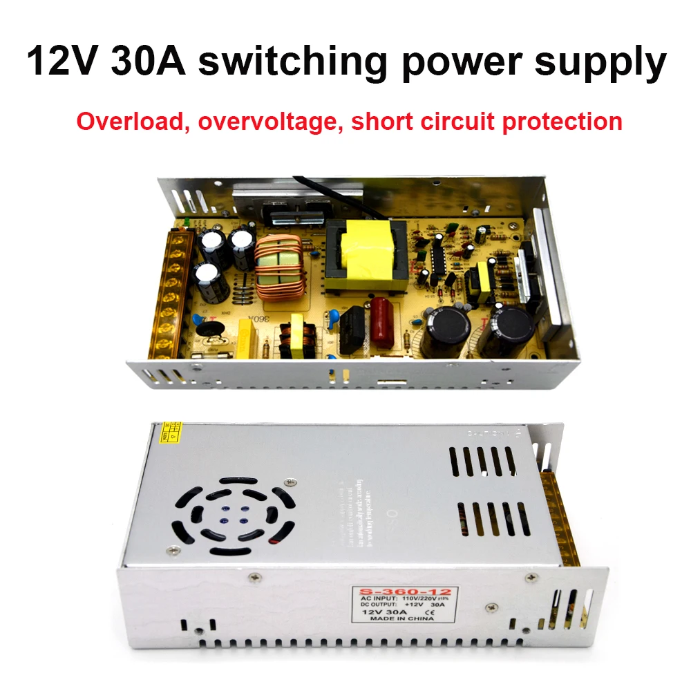 Fonte de Alimentação de Comutação para Câmera de Segurança Entrada 12 30a Saída 360 w Fonte Dac 220 v dc