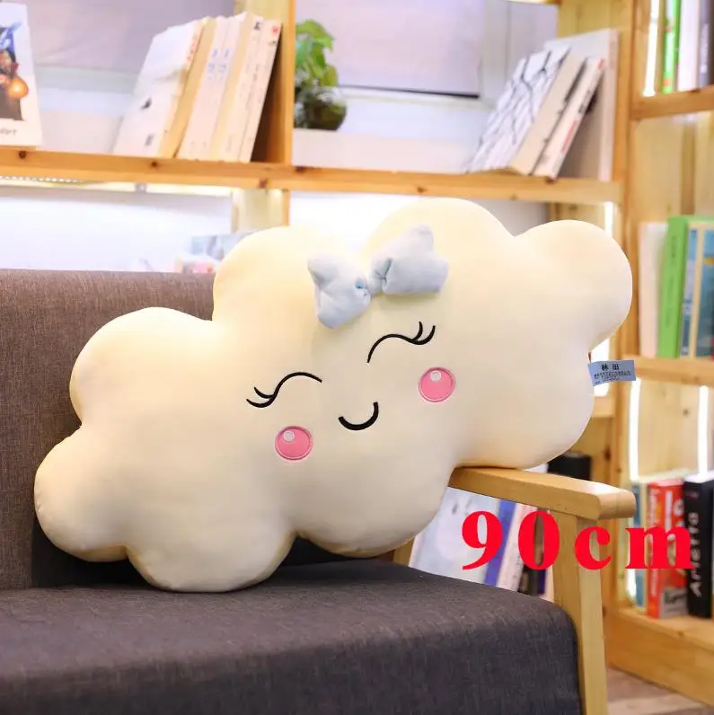 90cm blue 1 шт., гигантская плюшевая подушка в новом стиле Kawaii Cloud, мягкая подушка для дивана, милая улыбка, облако, мягкие плюшевые игрушки для детей, подарок для девочек - Цвет: 90cm blue