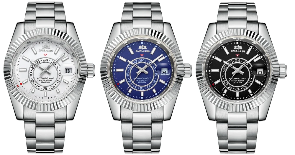 Cinturino meccanico automatico a carica automatica in acciaio inossidabile oro rosa argento blu data lusso cielo 40 mm da uomo_voghion.com