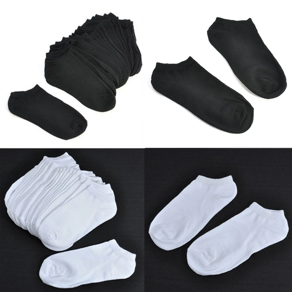 10 пар женских коротких носков однотонные черные/белые женские короткие носки летние и Весенние Простые хлопковые носки для девочек Прямая поставка