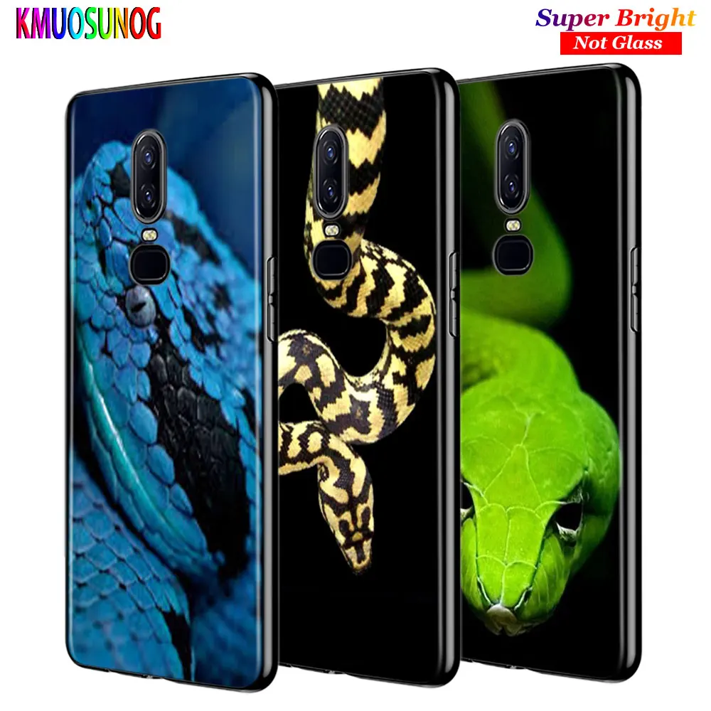 

For OnePlus 7 7Pro Black Silicone Cover Cute Animal Snakes Back Cover For OnePlus 5 5T 6 6T Phone Case