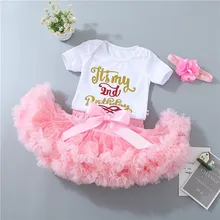 Дизайн; комплект из 3 предметов; детский хлопковый комбинезон для новорожденных девочек+ многослойная юбка-американка+ повязка на голову с цветами; лучший подарок на день рождения