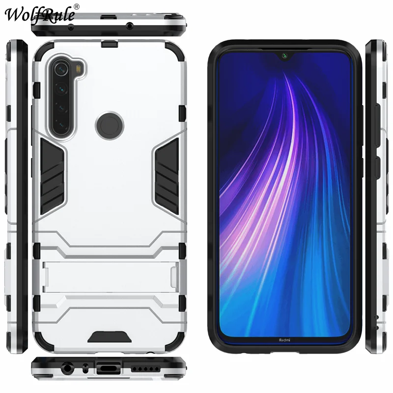 Silver Чехол для Xiaomi Redmi Note 8 Чехол ударопрочный каучук силиконовый бронированная крышка для Xiaomi Redmi Note 8 чехол Redmi Note 8 чехол - Цвет: Silver