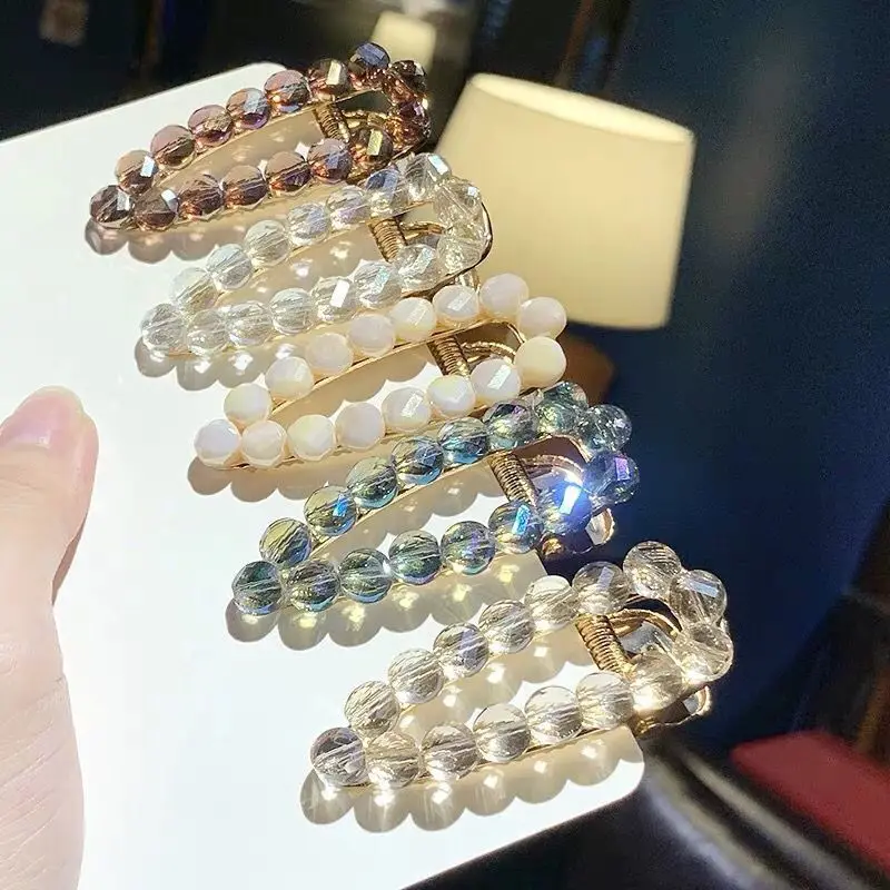 

Bead crystal hairpin, INS net red hairpin, crystal headdress top hairpin, girl elegant one-word clip