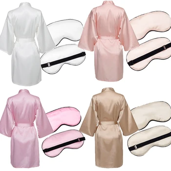 

YUXINBRIDAL 2019 NEW Satin Silk Robe & Silk Sleep Eye Mask Bridal Robes Bride Bridesmaid Souvenir Wedding Gift
