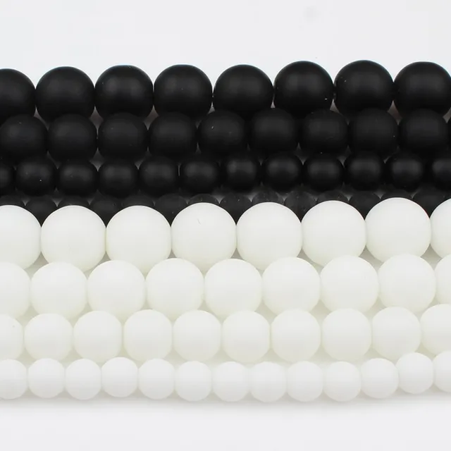 Natural Stone White Black Dull Polish Matte Onyx Agates Smooth Round Beads for Jewelry Making DIY Bracelet 15" Strand 4-12mm 4