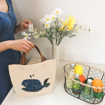 

Canvas Women Handbag Cute Classic Texture Creative Design Chic Cartoon Lunch Bag Animal Printed Daily Shopping Purse