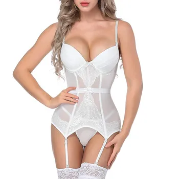 

Women Lingerie Fashion Bustier Corset Sexy Girdle Waist Cincher White woman erotic sexy lingery baby doll mujer