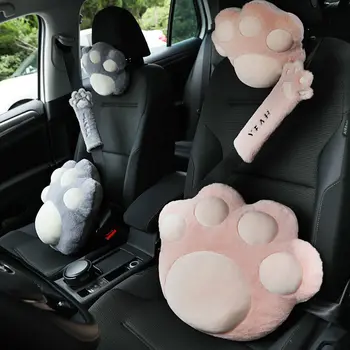 

JINSERTA Cute Cat Scratch Car Pillow Headrest Neck Pillow Seat Back Support Travel Pillow Massage Relieve Fatigue for Universal