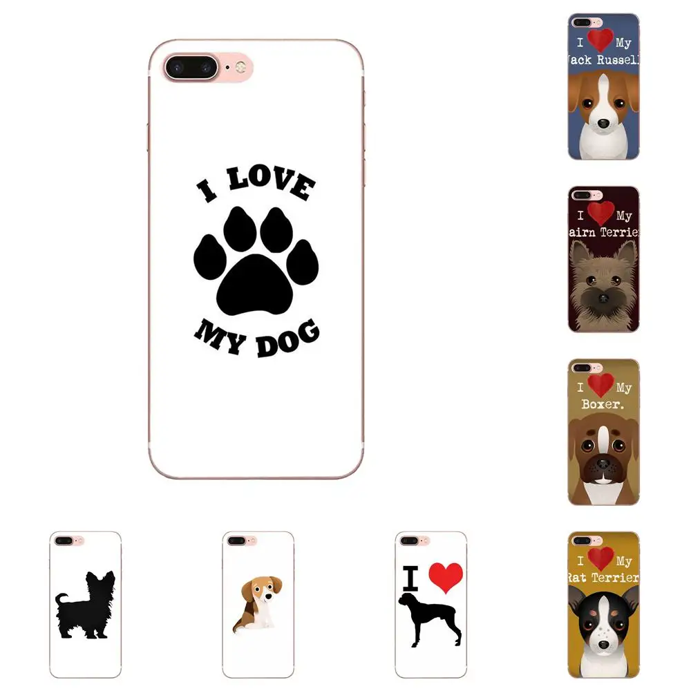 Для Samsung Galaxy S8 S9 S10 S20 Plus A30 A30S A40 A40S A50 A50S TPU Оригинал I Love My Dog Yorkie Papillon Boxer E Back |