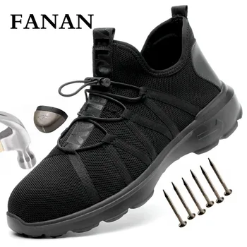 

FANAN Breathable Safety Shoes Men's Work Boots Steel Toe Anti-smashing New Design Construction Shoes Big Size Free shipping