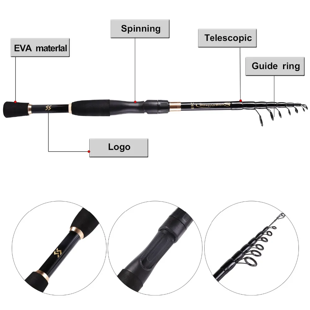 Sougayilang Telescopic Fishing Rod Ultralight Weight Spinning/Casting