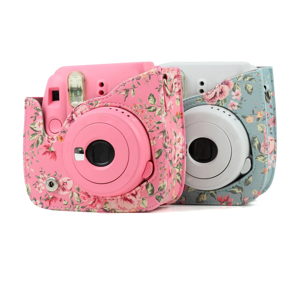 EPULA чехол для камеры Fujifilm Instax Mini 9 8 цветочный принт мини из искусственной кожи защитный чехол для камеры+ мгновенная пленка для камеры