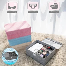 

Underwear Organizer with Lid Foldable Fabric Closet Wardrobe Clothes Storage Box Cube for Socks Bras Sundries