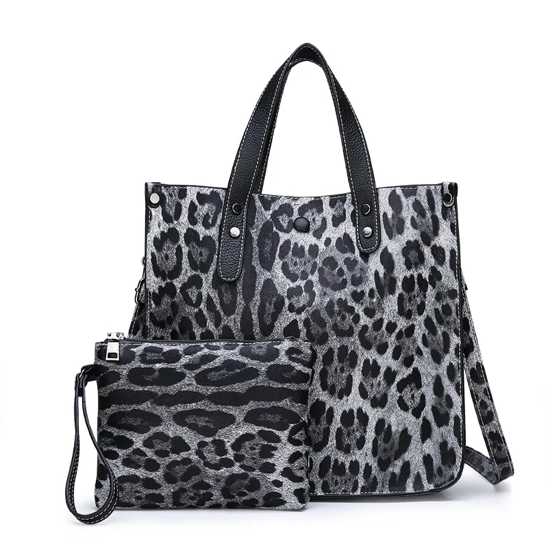 

Winter New Style WOMEN'S Bag Classic-Style Two-Piece Set Different Size Bags Simple Leopord Pattern One-Shoulder Handbag