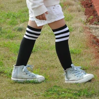 Kids Socks Cotton Boy Socks for Children Girls Knee High Socks Football Three Striped Old School Baby Long Tube Leg Warmer Boot 4