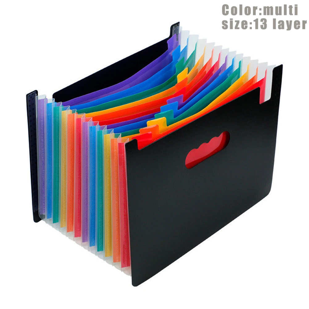 Multicolor 13layer 13/24 карманов расширяющаяся папка файлов работает аккордеон офис А4 органайзер для документов PUO88 - Цвет: Multicolor 13layer