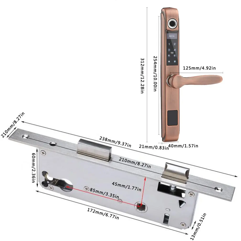 Digital Intelligent Biometric Fingerprint Lock Keyless Smart Door Lock Anti-theft Electronic Lock 8545 Lock Body