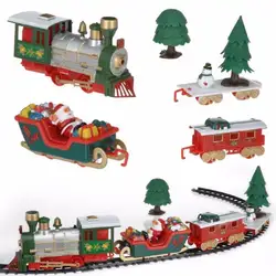 Классический Рождественский поезд, набор, музыкальный Рождественский поезд, вагоны, дерево, фары, треки, подарок на день рождения, Комплект