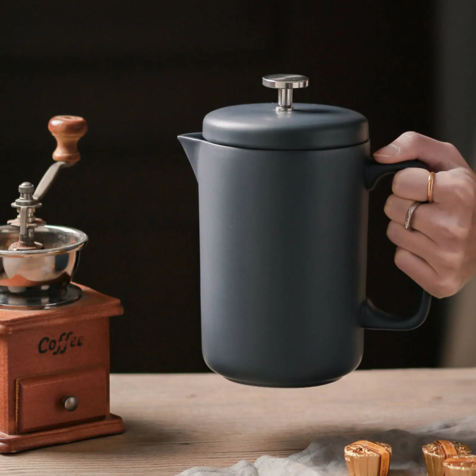 Cafetière à pression en céramique avec poignée, cuisine française Durable,  bon café et thé, sans rouille, lavable au lave-vaisselle - AliExpress