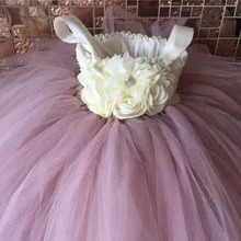 Милое грязно-розовое платье-пачка для девочек; детское платье с цветочным узором «кроше» на бретельках и с розами; Детский карнавальный костюм на день рождения; платье