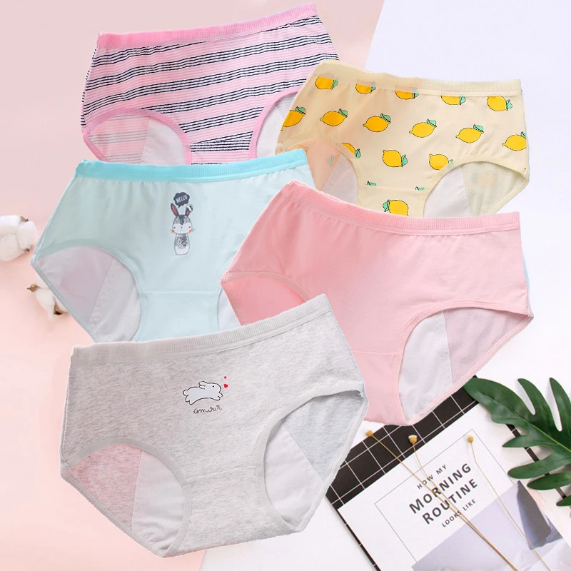 

Menstrual Period Panties Women Leakproof Cotton Physiological Underwear Ladies Cartoon Print Briefs