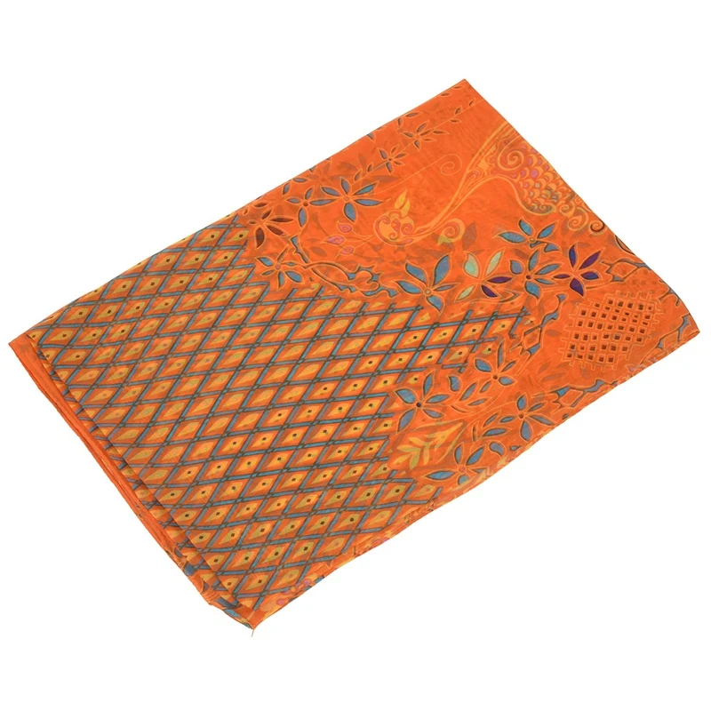 Promotion! Women Peacock Chiffon Scarf Long Soft Shawl Silk Wrap Neck Warm Stole orange