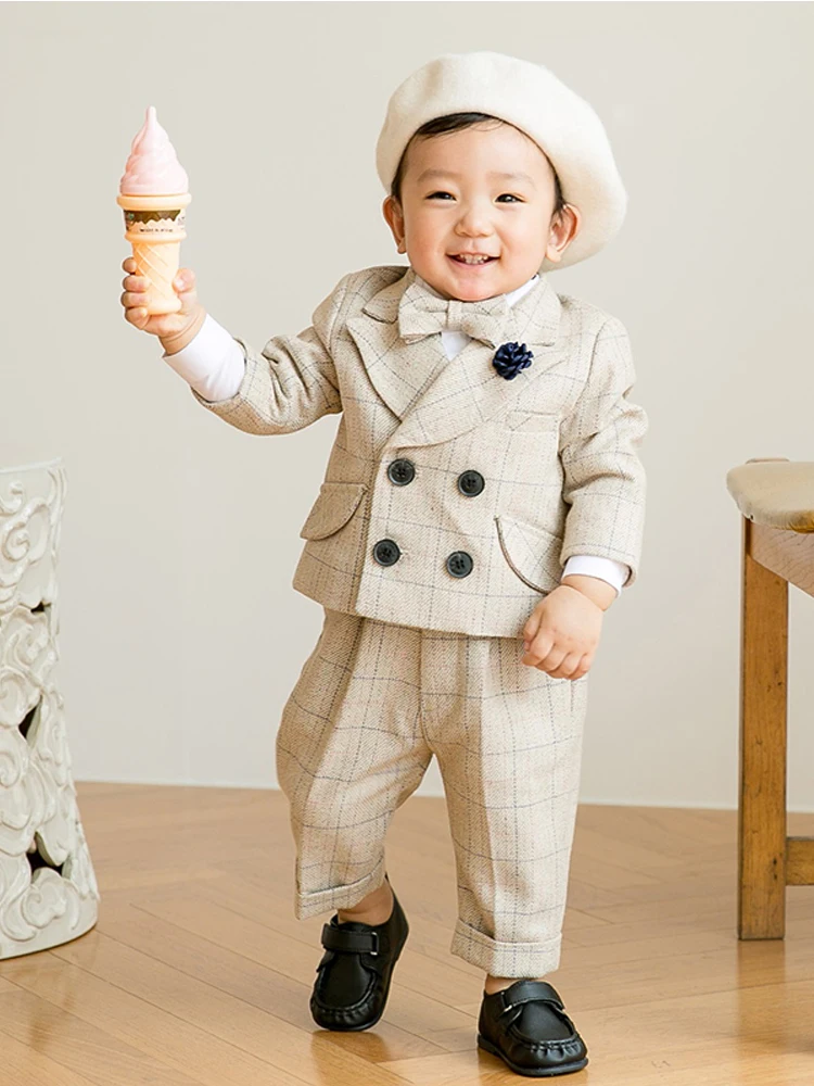Cute Boys Kids Suit 4 Piece Waistcoat Suit Wedding Baby Formal Party Outfits UK 