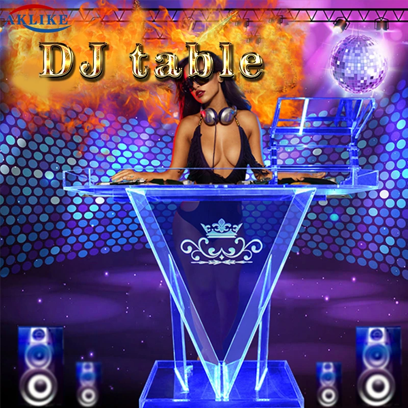 Led Cabina Dj Table Mesa Para Light Dj Stand Facade Mixer Aklike Controller Acrylic Dj Booth Bar Furniture Desk Customized Logo Bar Tables Aliexpress