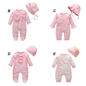 

Winter Baby Rompers Children Clothing Warm Cotton Suit Baby Girls Clothes Cartoon Kids pink Clothes Set for baby 0-12M