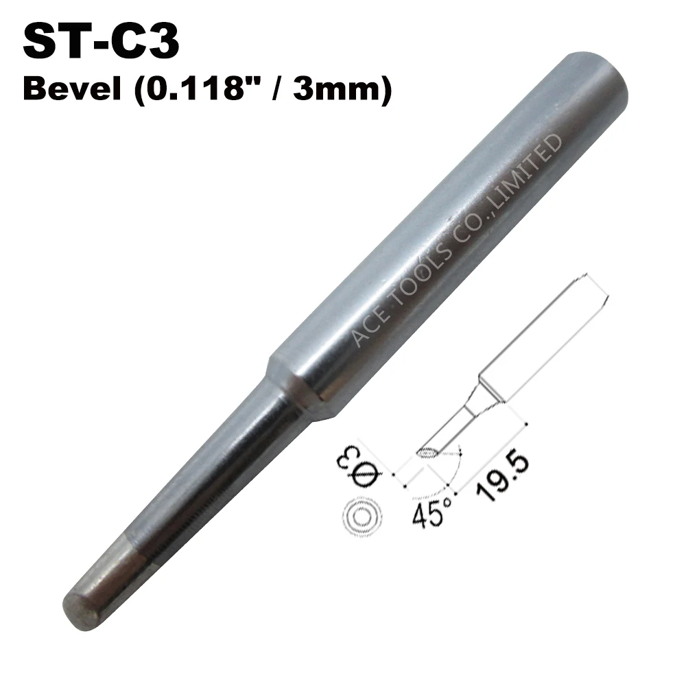 

ST-C3 Replacement Soldering Tips Bevel 3mm Fit WELLER SP40L SP40N SPG40 WP25 WP30 WP35 WLC100 Handle Iron