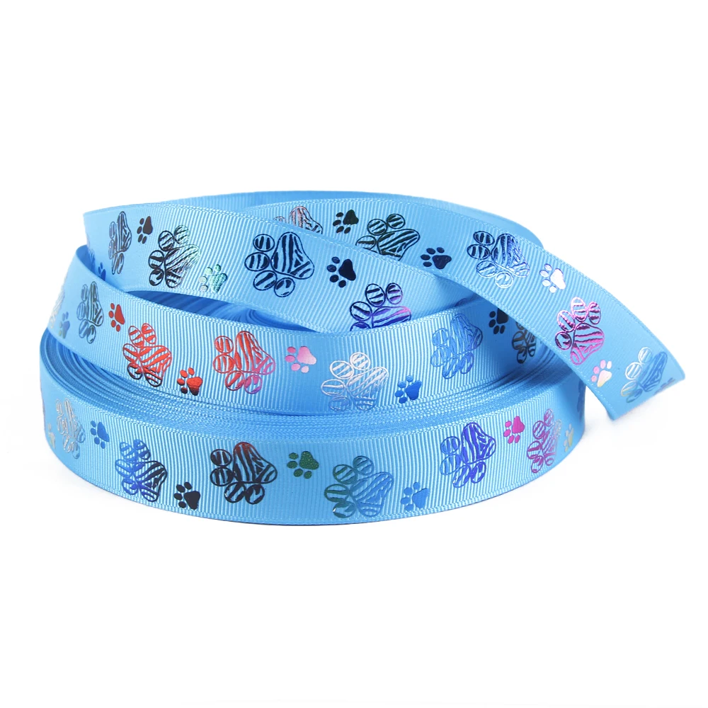 5 Yards 7/8"(22mm) Footprint Printed Polyester Ribbon DIY Handmade Materials, Wedding Gift Wrap,5Yc1667