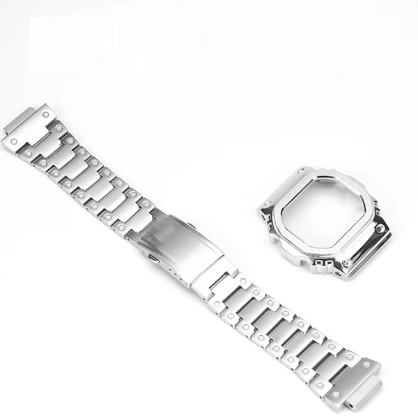 Браслет из нержавеющей стали DW5600 DW5610 GW5000 GW5600 серии Ремешки для наручных часов браслет подходит для часов - Цвет ремешка: Silver