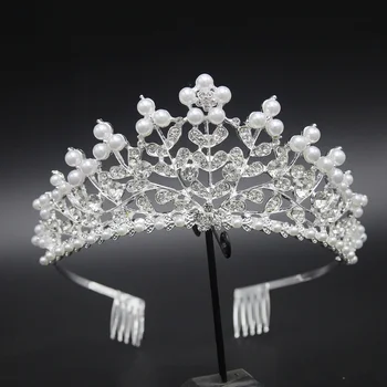 

Bride pearl crown 2020 new alloy Rhinestone crown Baroque Crystal Water Drop Wedding Crown Queen Princess Hair Accessories