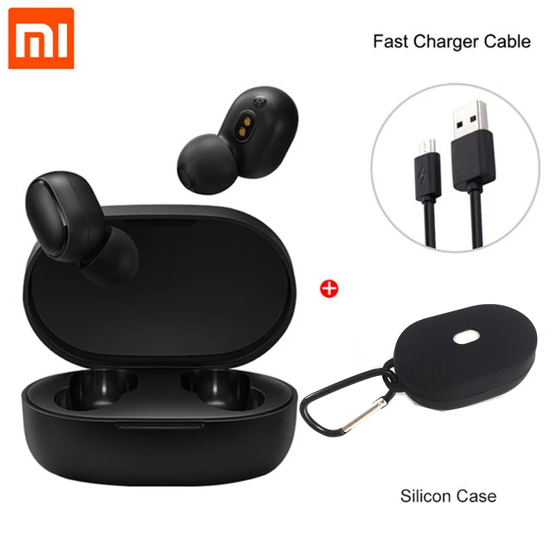 Global black case Глобальная версия Xiaomi Redmi AirDots Bluetooth 5,0, наушники-вкладыши TWS, беспроводные Bluetooth наушники, стерео, бас, микрофон, громкая связь, управление AI - Цвет: Global black case