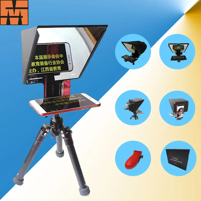 

5 inch Portable Teleprompter with Wireless Control Support DSLR Camera 6.5 inch Mobile Phone for People Interview Speech