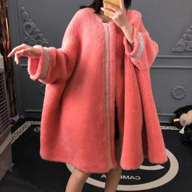 Осенне-зимнее Новое кашемировое Свободное пальто с мехом, модное женское пальто средней длины, пальто большого размера JQNZHNL AS1200