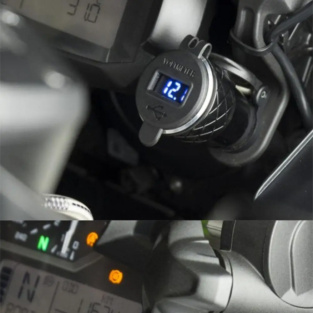 

4.2A Aluminum Dual USB Moto Cigarette Lighter Socket For BMW Hella/DIN Plug Motorcycle Charger LED Display Power Outlet Adapter