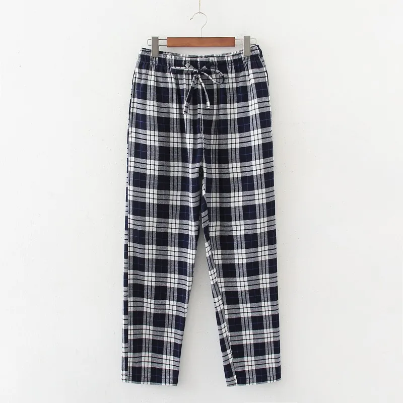 plaid pajama pants Spring Autumn Men 100% Cotton Pajama Pants Male Casual Plaid Home Trousers pantalon pijama hombre Lounge wear S-XXL 100KGS black silk pajamas